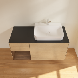 Тумба под раковину Villeroy & Boch Finion 120х50,1 см с подсветкой МДФ шпон дуба/стекло черное матовое G392GNPC
