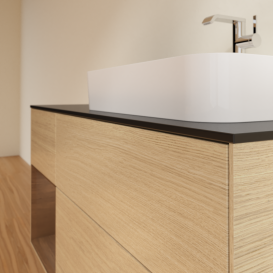 Тумба под раковину Villeroy & Boch Finion 120х50,1 см с подсветкой МДФ шпон дуба/стекло черное матовое G392GNPC