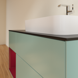 Тумба под раковину Villeroy & Boch Finion 120х50,1 см с подсветкой МДФ оливковый матовый лак/стекло черное матовое G392HBGM