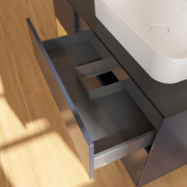 Тумба под раковину Villeroy & Boch Finion 120х50,1 см с подсветкой МДФ темно-синий матовый лак/стекло черное матовое G392HFHG