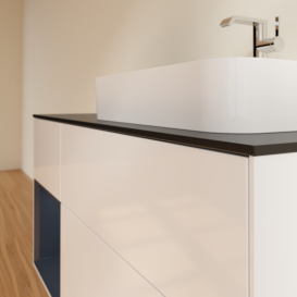 Тумба под раковину Villeroy & Boch Finion 120х50,1 см с подсветкой МДФ глянцевый белый лак/стекло черное матовое G392HGGF