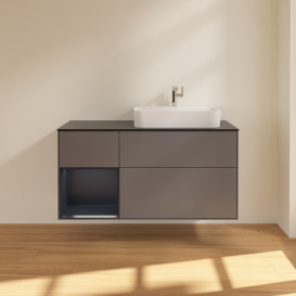 Тумба под раковину Villeroy & Boch Finion 120х50,1 см с подсветкой МДФ антрацит матовый лак/стекло черное матовое G392HGGK