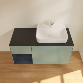 Тумба под раковину Villeroy & Boch Finion 120х50,1 см с подсветкой МДФ оливковый матовый лак/стекло черное матовое G392HGGM