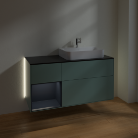 Тумба под раковину Villeroy & Boch Finion 120х50,1 см с подсветкой МДФ оливковый матовый лак/стекло черное матовое G392HGGM