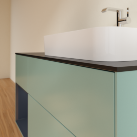 Тумба под раковину Villeroy & Boch Finion 120х50,1 см с подсветкой МДФ оливковый матовый лак/стекло черное матовое G392HGGM