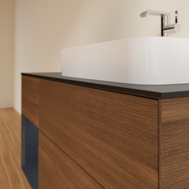 Тумба под раковину Villeroy & Boch Finion 120х50,1 см с подсветкой МДФ шпон грецкого ореха/стекло черное матовое G392HGGN