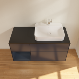 Тумба под раковину Villeroy & Boch Finion 120х50,1 см с подсветкой МДФ темно-синий матовый лак/стекло черное матовое G392HGHG