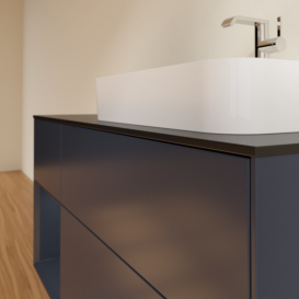 Тумба под раковину Villeroy & Boch Finion 120х50,1 см с подсветкой МДФ темно-синий матовый лак/стекло черное матовое G392HGHG
