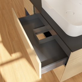 Тумба под раковину Villeroy & Boch Finion 120х50,1 см с подсветкой МДФ шпон дуба/стекло черное матовое G392HGPC