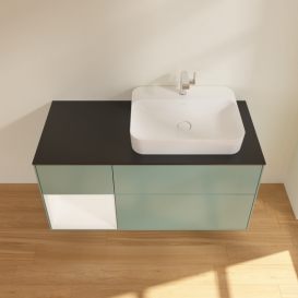 Тумба под раковину Villeroy & Boch Finion 120х50,1 см с подсветкой МДФ оливковый матовый лак/стекло черное матовое G392MTGM