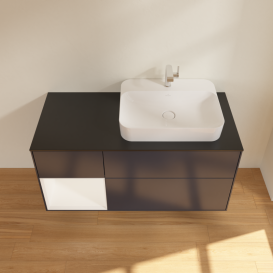 Тумба под раковину Villeroy & Boch Finion 120х50,1 см с подсветкой МДФ темно-синий матовый лак/стекло белое матовое G392MTHG