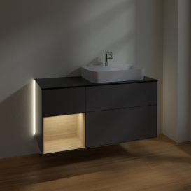 Тумба под раковину Villeroy & Boch Finion 120х50,1 см с подсветкой МДФ антрацит матовый лак/стекло черное матовое G392PCGK