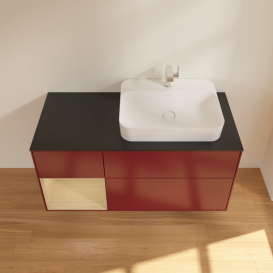 Тумба под раковину Villeroy & Boch Finion 120х50,1 см с подсветкой МДФ пион матовый лак/стекло черное матовое G392PCHB