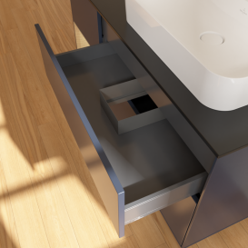 Тумба под раковину Villeroy & Boch Finion 120х50,1 см с подсветкой МДФ темно-синий матовый лак/стекло черное матовое G392PCHG