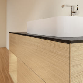 Тумба под раковину Villeroy & Boch Finion 120х50,1 см с подсветкой МДФ шпон дуба/стекло черное матовое G392PCPC