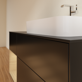 Тумба под раковину Villeroy & Boch Finion 120х50,1 см с подсветкой МДФ черный матовый лак/стекло черное матовое G392PCPD