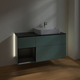 Тумба под раковину Villeroy & Boch Finion 120х50,1 см с подсветкой МДФ оливковый матовый лак/стекло черное матовое G392PDGM