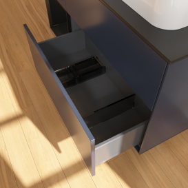 Тумба под раковину Villeroy & Boch Finion 120х50,1 см с подсветкой МДФ темно-синий матовый лак/стекло черное матовое G392PDHG