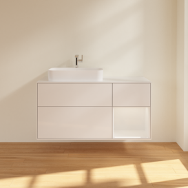 Тумба под раковину Villeroy & Boch Finion 120х50,1 см с подсветкой МДФ глянцевый белый лак/стекло белое матовое F401GFGF