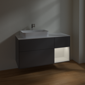 Тумба под раковину Villeroy & Boch Finion 120х50,1 см с подсветкой МДФ антрацит матовый лак/стекло белое матовое F401GFGK