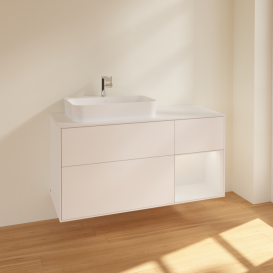 Тумба під раковину Villeroy & Boch Finion 120х50,1 см із підсвічуванням МДФ білий матовий лак/скло біле матове F401GFMT