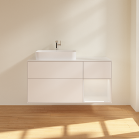 Тумба під раковину Villeroy & Boch Finion 120х50,1 см із підсвічуванням МДФ білий матовий лак/скло біле матове F401GFMT