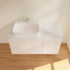 Тумба під раковину Villeroy & Boch Finion 120х50,1 см із підсвічуванням МДФ білий матовий лак/скло біле матове F401GFMT