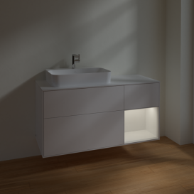 Тумба під раковину Villeroy & Boch Finion 120х50,1 см із підсвічуванням МДФ білий матовий лак/скло біле матове F401GFMT