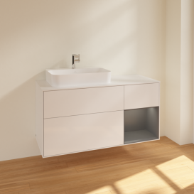 Тумба под раковину Villeroy & Boch Finion 120х50,1 см с подсветкой МДФ глянцевый белый лак/стекло белое матовое F401GKGF