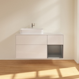 Тумба под раковину Villeroy & Boch Finion 120х50,1 см с подсветкой МДФ глянцевый белый лак/стекло белое матовое F401GKGF