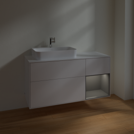 Тумба под раковину Villeroy & Boch Finion 120х50,1 см с подсветкой МДФ глянцевый белый лак/стекло белое матовое F401GKGF