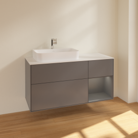 Тумба под раковину Villeroy & Boch Finion 120х50,1 см с подсветкой МДФ антрацит матовый лак/стекло белое матовое F401GKGK