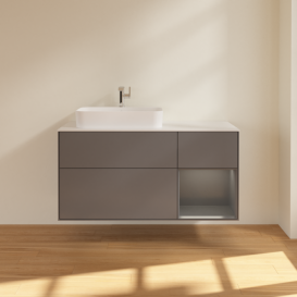 Тумба под раковину Villeroy & Boch Finion 120х50,1 см с подсветкой МДФ антрацит матовый лак/стекло белое матовое F401GKGK