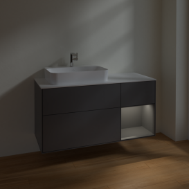 Тумба под раковину Villeroy & Boch Finion 120х50,1 см с подсветкой МДФ антрацит матовый лак/стекло белое матовое F401GKGK