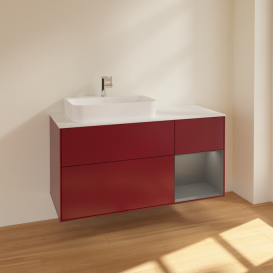 Тумба под раковину Villeroy & Boch Finion 120х50,1 см с подсветкой МДФ пион матовый лак/стекло белое матовое F401GKHB