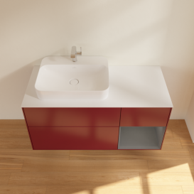 Тумба под раковину Villeroy & Boch Finion 120х50,1 см с подсветкой МДФ пион матовый лак/стекло белое матовое F401GKHB