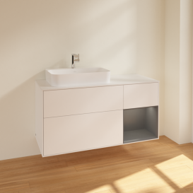 Тумба под раковину Villeroy & Boch Finion 120х50,1 см с подсветкой МДФ белый матовый лак/стекло белое матовое F401GKMT