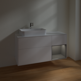 Тумба под раковину Villeroy & Boch Finion 120х50,1 см с подсветкой МДФ белый матовый лак/стекло белое матовое F401GKMT