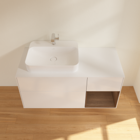 Тумба под раковину Villeroy & Boch Finion 120х50,1 см с подсветкой МДФ глянцевый белый лак/стекло белое матовое F401GNGF