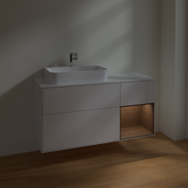 Тумба под раковину Villeroy & Boch Finion 120х50,1 см с подсветкой МДФ глянцевый белый лак/стекло белое матовое F401GNGF