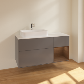 Тумба под раковину Villeroy & Boch Finion 120х50,1 см с подсветкой МДФ антрацит матовый лак/стекло белое матовое F401GNGK