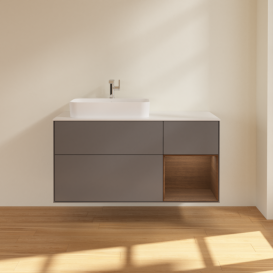 Тумба под раковину Villeroy & Boch Finion 120х50,1 см с подсветкой МДФ антрацит матовый лак/стекло белое матовое F401GNGK