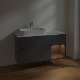 Тумба под раковину Villeroy & Boch Finion 120х50,1 см с подсветкой МДФ антрацит матовый лак/стекло белое матовое F401GNGK