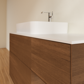 Тумба под раковину Villeroy & Boch Finion 120х50,1 см с подсветкой МДФ шпон грецкого ореха/стекло белое матовое F401GNGN