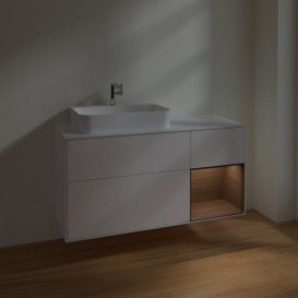 Тумба под раковину Villeroy & Boch Finion 120х50,1 см с подсветкой МДФ белый матовый лак/стекло белое матовое F401GNMT