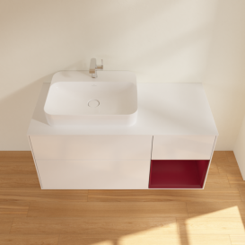 Тумба под раковину Villeroy & Boch Finion 120х50,1 см с подсветкой МДФ глянцевый белый лак/стекло белое матовое F401HBGF