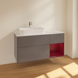 Тумба под раковину Villeroy & Boch Finion 120х50,1 см с подсветкой МДФ антрацит матовый лак/стекло белое матовое F401HBGK