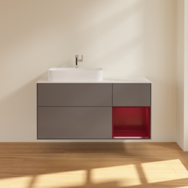 Тумба под раковину Villeroy & Boch Finion 120х50,1 см с подсветкой МДФ антрацит матовый лак/стекло белое матовое F401HBGK