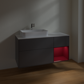 Тумба под раковину Villeroy & Boch Finion 120х50,1 см с подсветкой МДФ антрацит матовый лак/стекло белое матовое F401HBGK