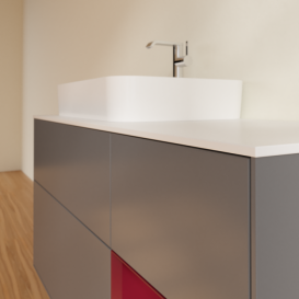 Тумба под раковину Villeroy & Boch Finion 120х50,1 см с подсветкой МДФ антрацит матовый лак/стекло белое матовое F401HBGK